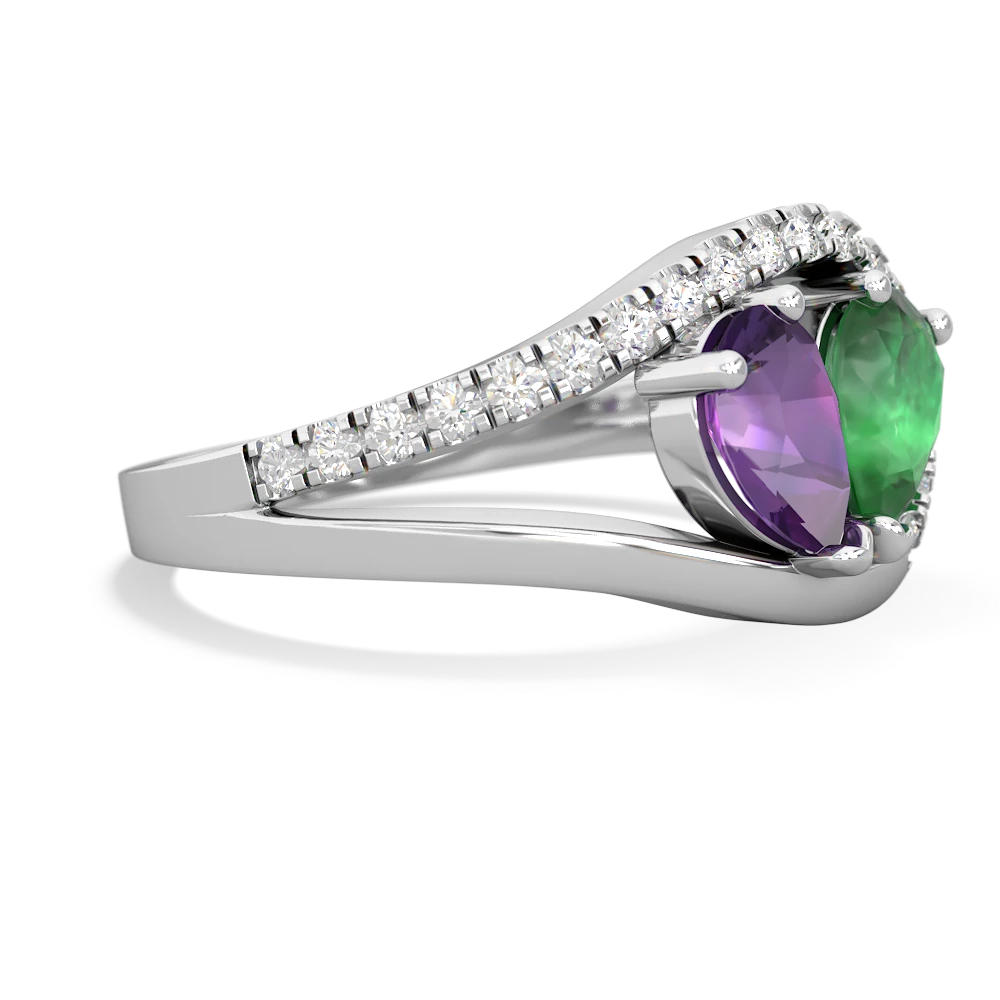 Amethyst Nestled Heart Keepsake 14K White Gold ring R5650