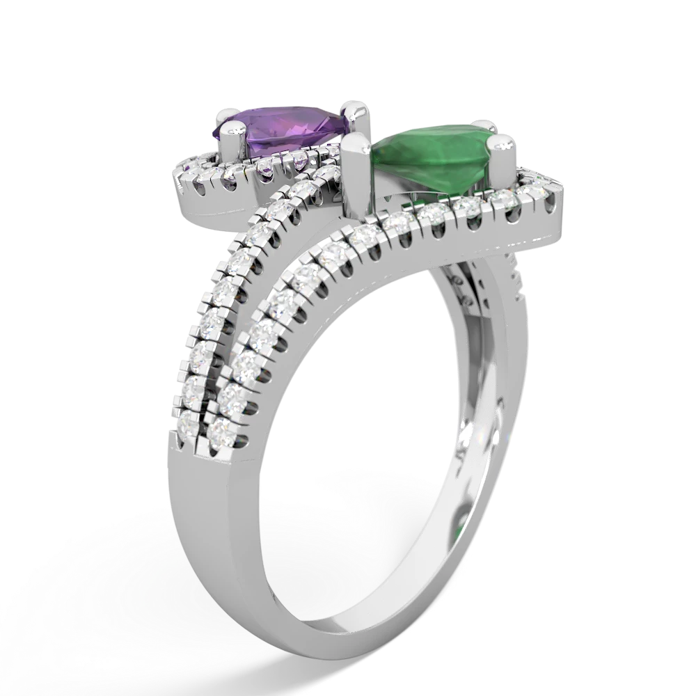 Amethyst Diamond Dazzler 14K White Gold ring R3000