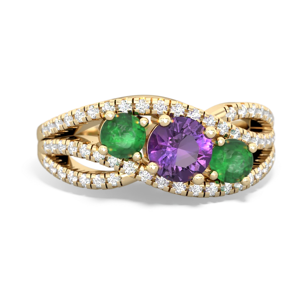 Amethyst Three Stone Aurora 14K Yellow Gold ring R3080