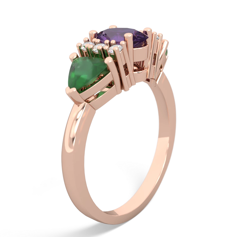 Amethyst Antique Style Three Stone 14K Rose Gold ring R2186