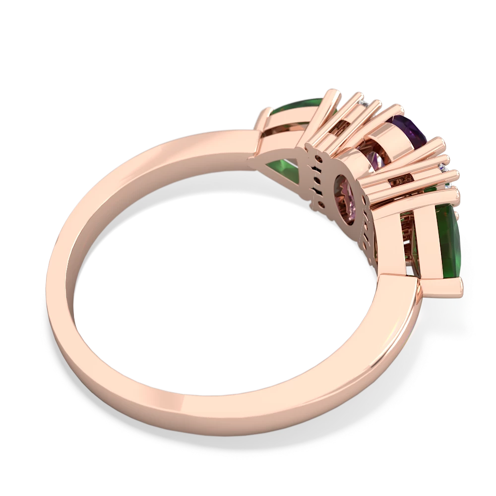 Amethyst Antique Style Three Stone 14K Rose Gold ring R2186