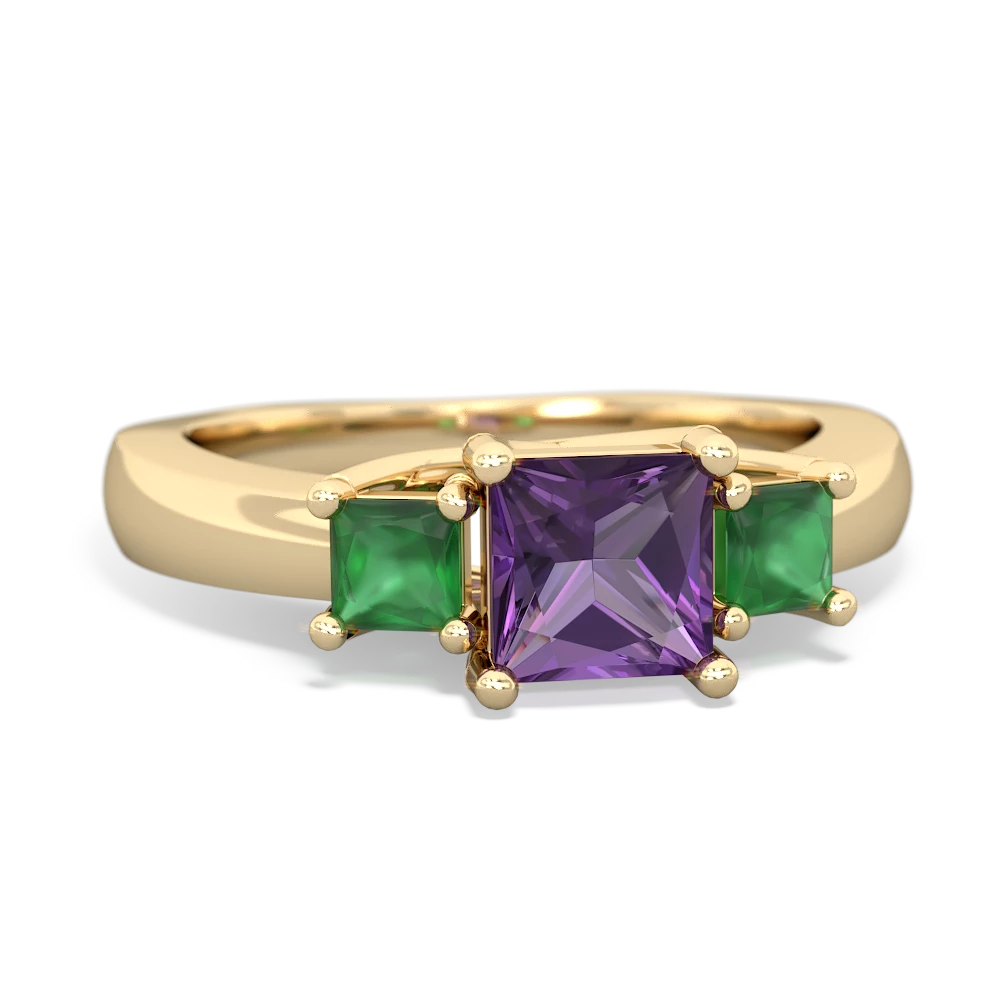 Amethyst Three Stone Trellis 14K Yellow Gold ring R4015