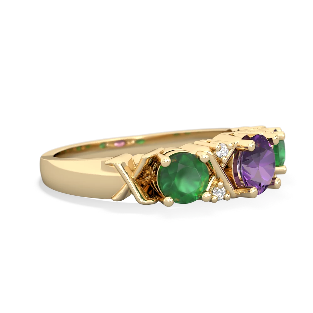 Amethyst Hugs And Kisses 14K Yellow Gold ring R5016