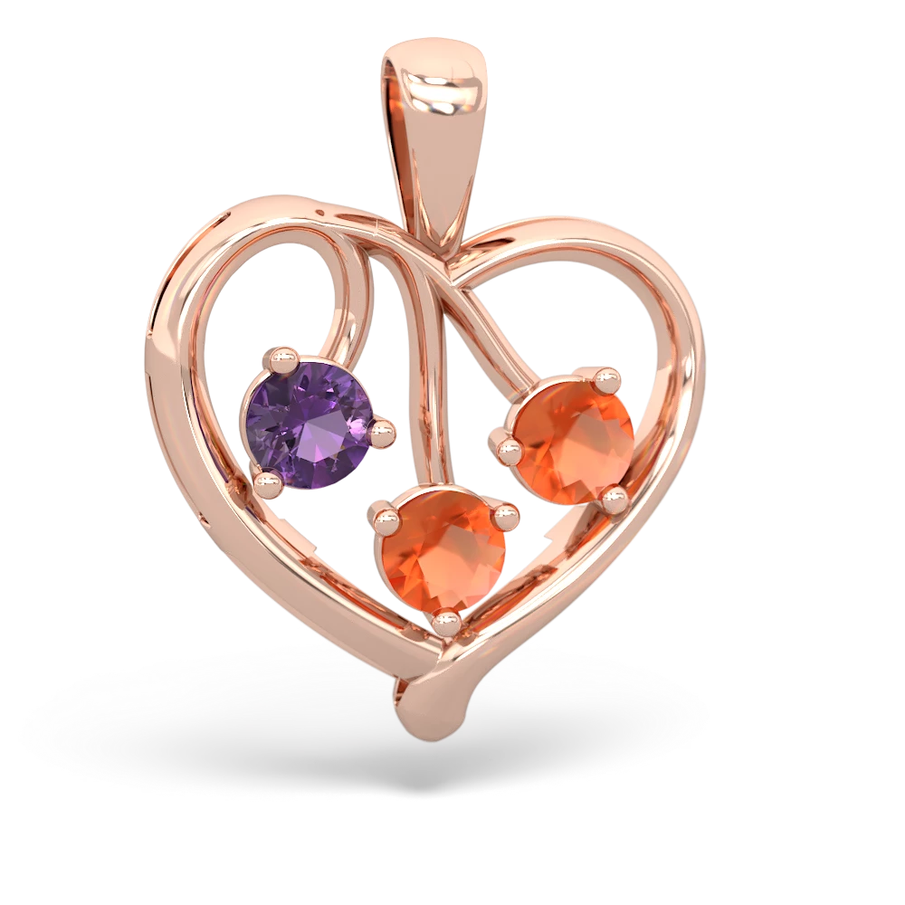 Amethyst Glowing Heart 14K Rose Gold pendant P2233