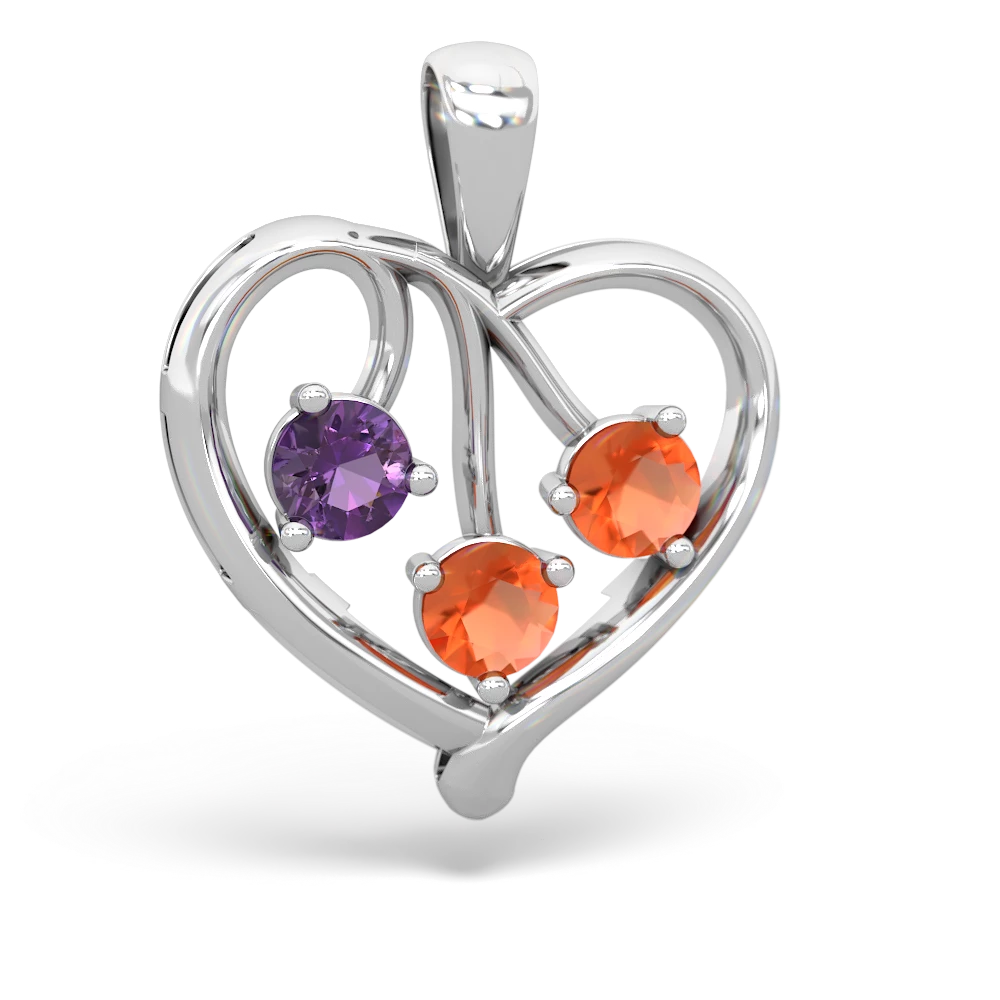 Amethyst Glowing Heart 14K White Gold pendant P2233