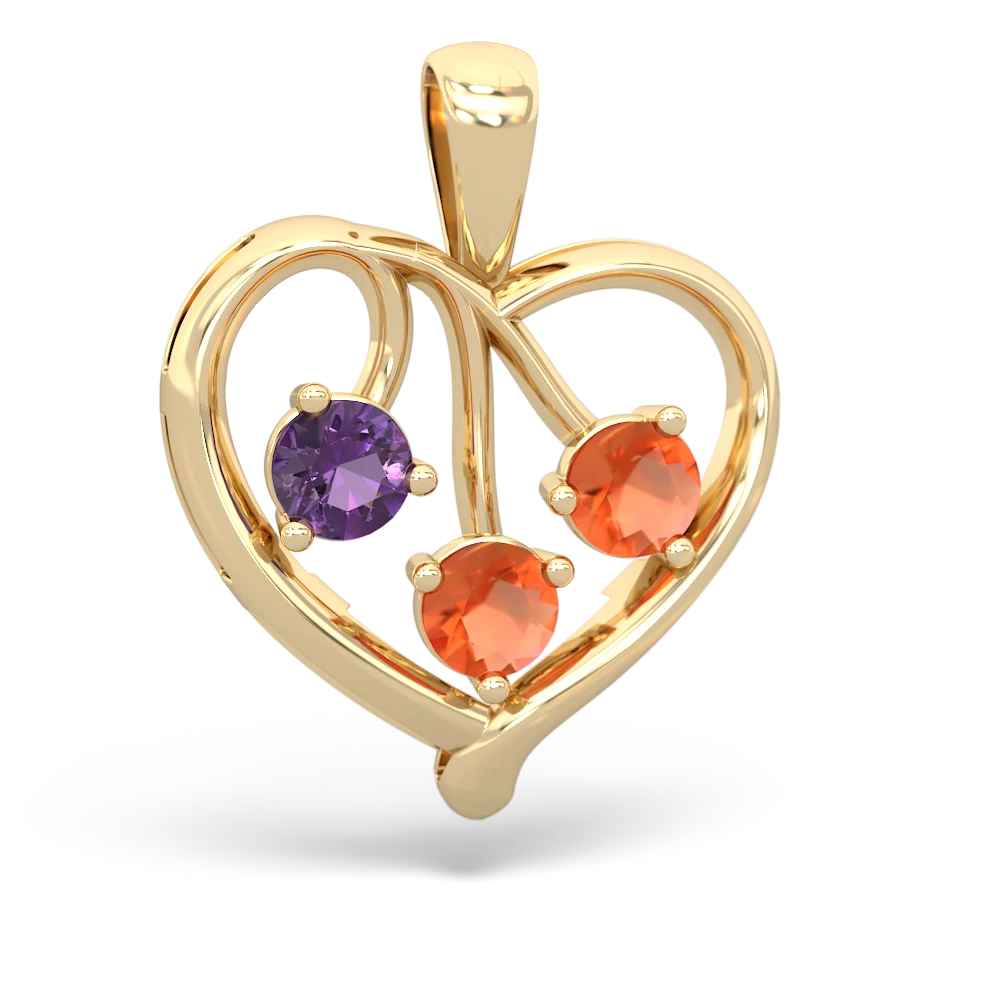 Amethyst Glowing Heart 14K Yellow Gold pendant P2233