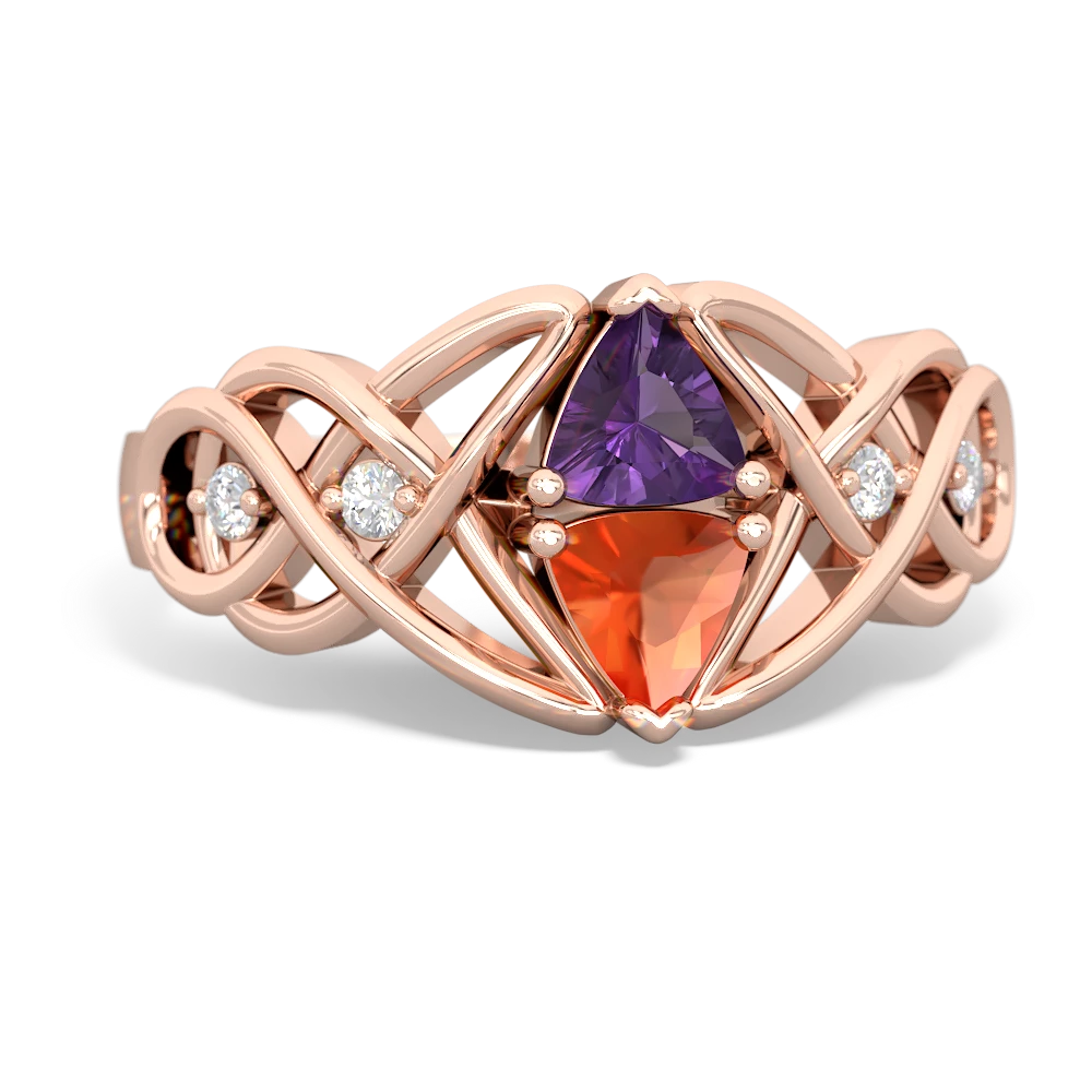 Amethyst Keepsake Celtic Knot 14K Rose Gold ring R5300