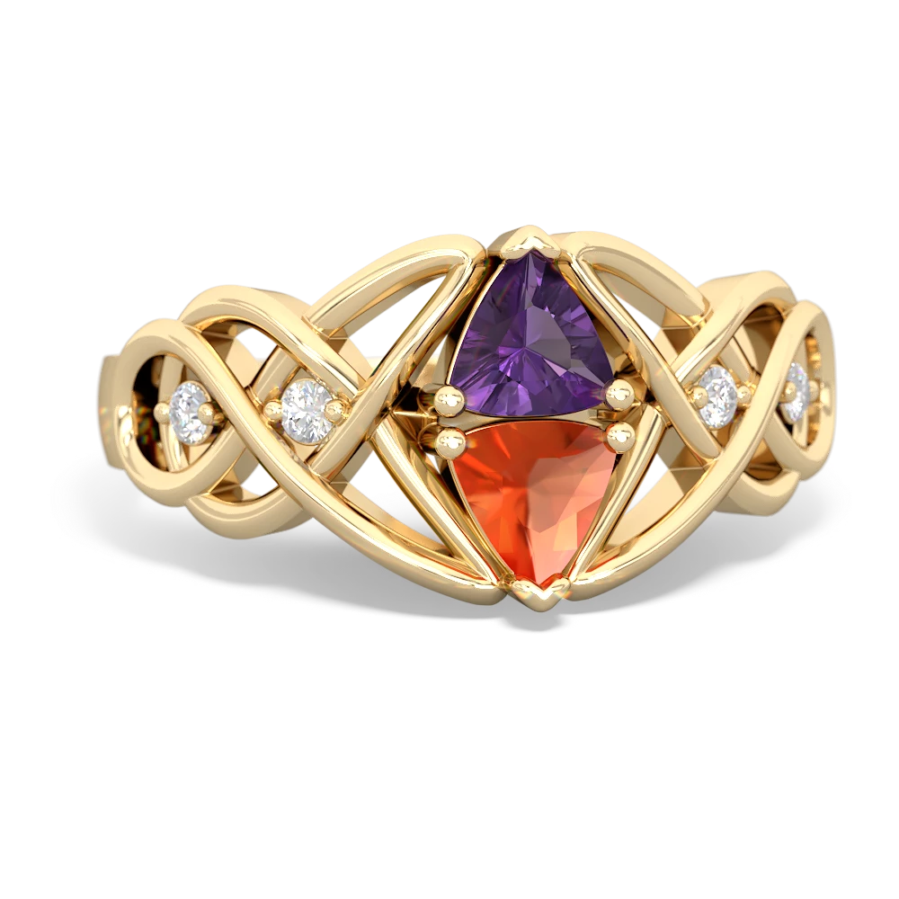 Amethyst Keepsake Celtic Knot 14K Yellow Gold ring R5300