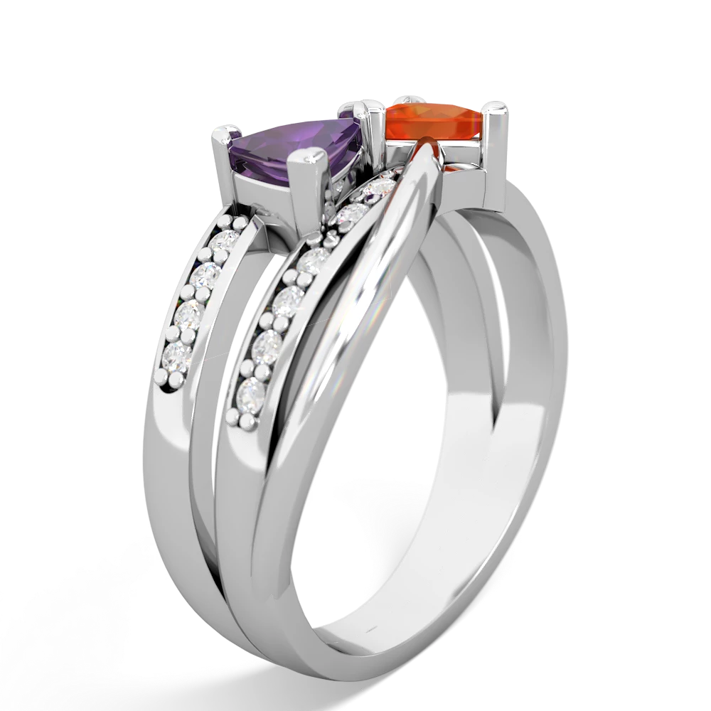 Amethyst Bowtie 14K White Gold ring R2360