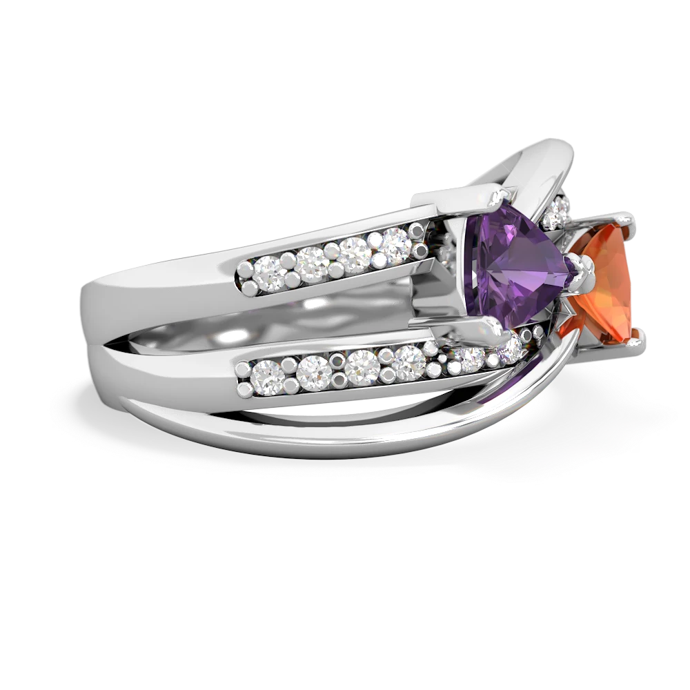 Amethyst Bowtie 14K White Gold ring R2360