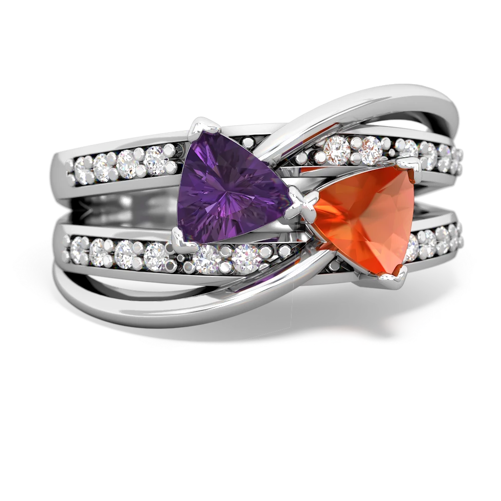 Amethyst Bowtie 14K White Gold ring R2360