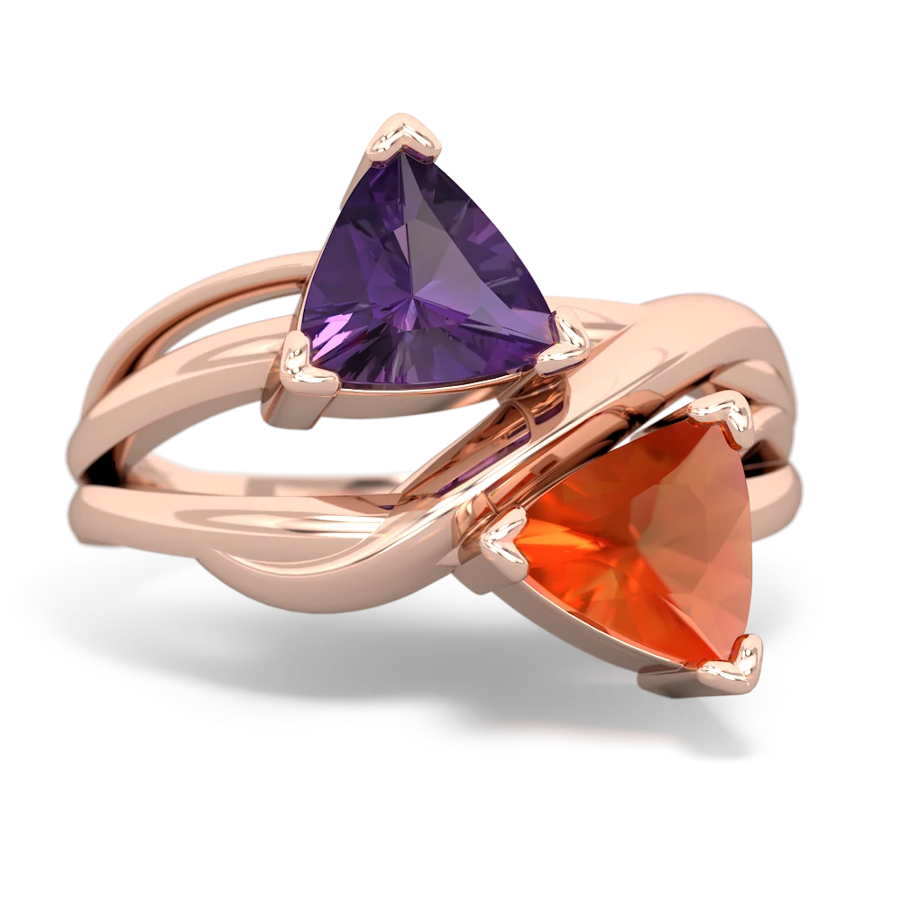 Amethyst Split Band Swirl 14K Rose Gold ring R2341