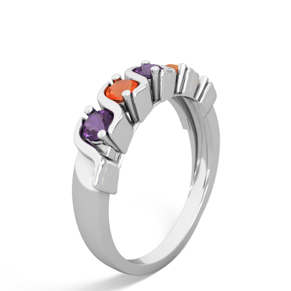 Amethyst Anniversary Band 14K White Gold ring R2089