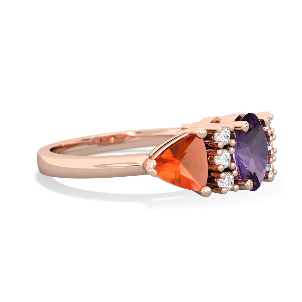 Amethyst Antique Style Three Stone 14K Rose Gold ring R2186