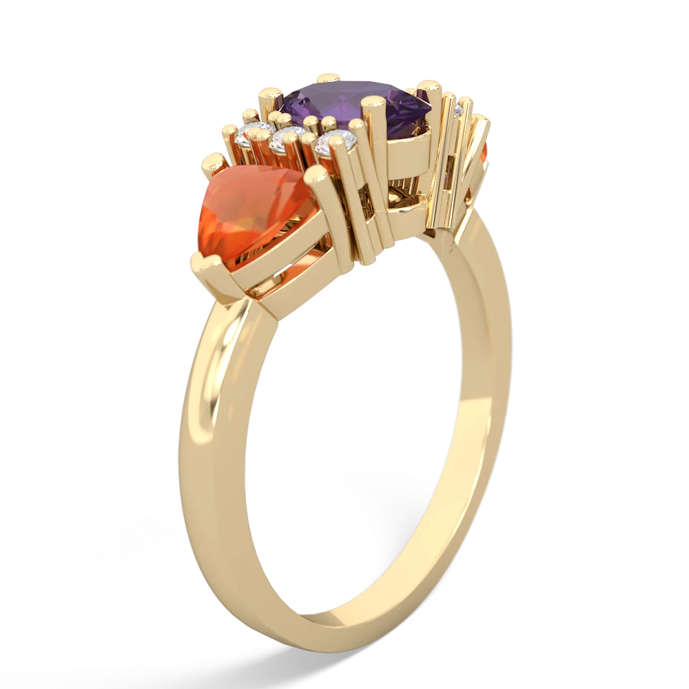 Amethyst Antique Style Three Stone 14K Yellow Gold ring R2186