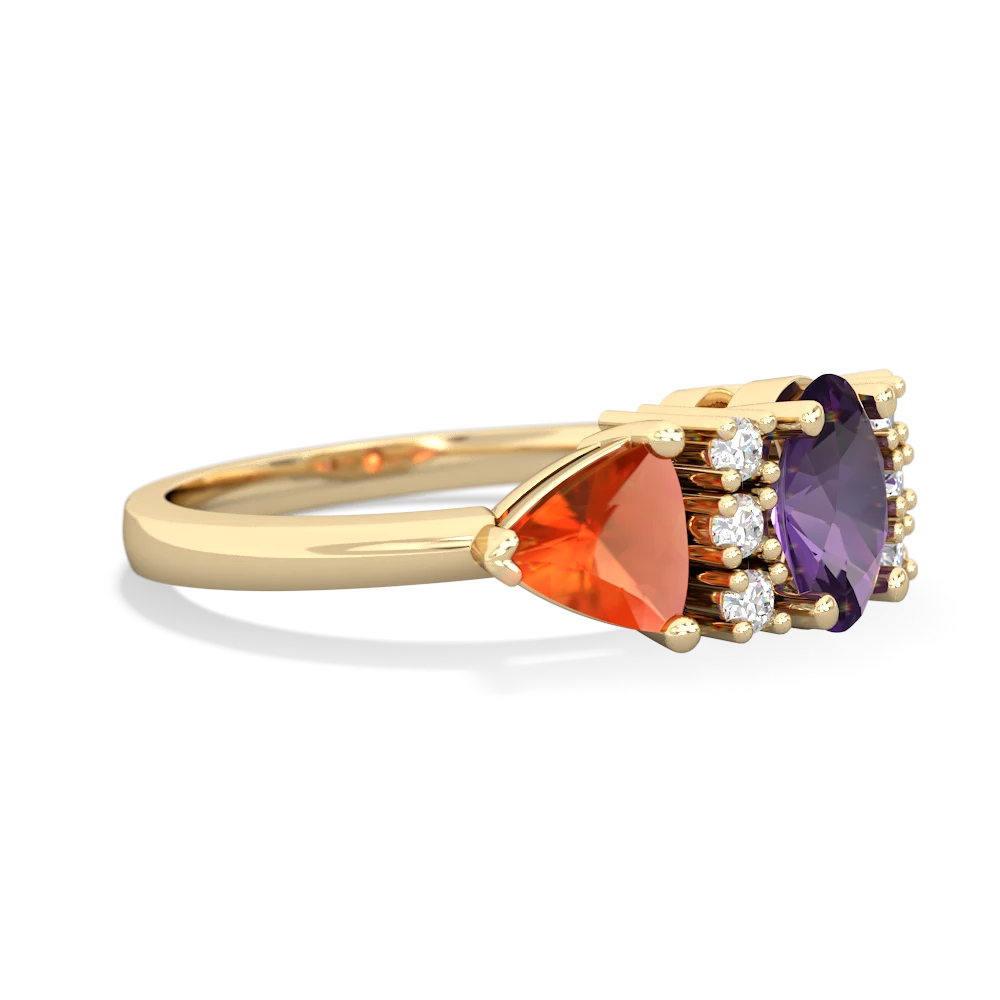 Amethyst Antique Style Three Stone 14K Yellow Gold ring R2186