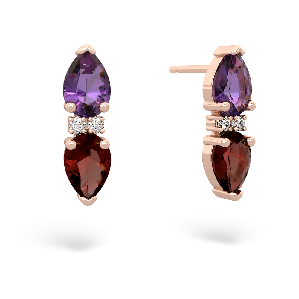 Amethyst Bowtie Drop 14K Rose Gold earrings E0865