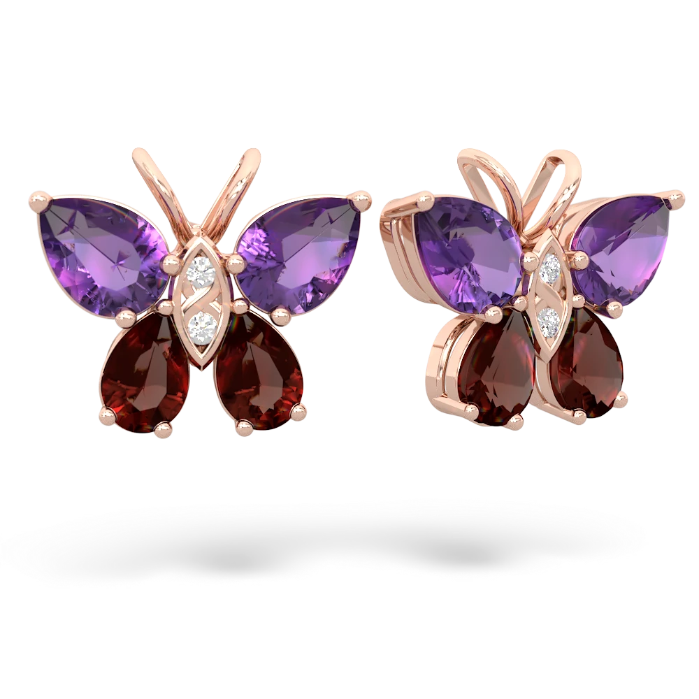 Amethyst Butterfly 14K Rose Gold earrings E2215