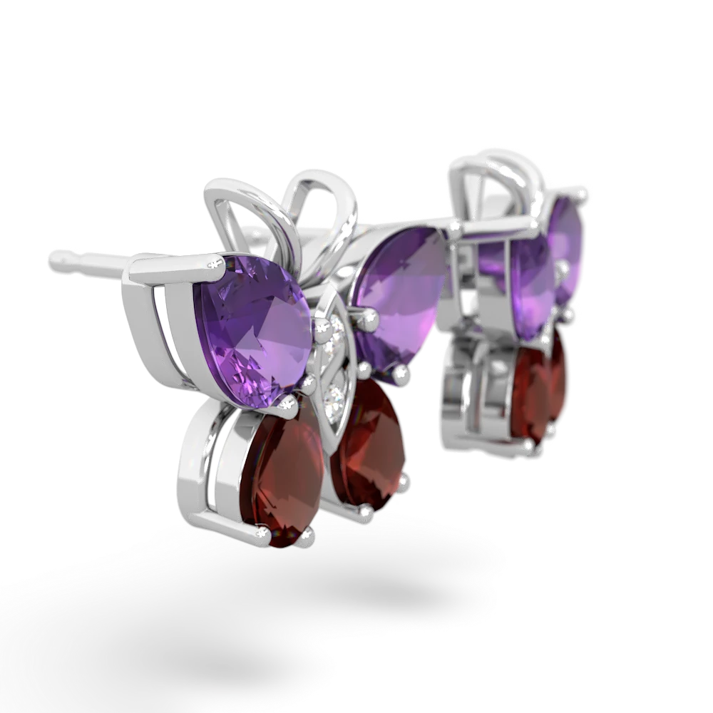 Amethyst Butterfly 14K White Gold earrings E2215