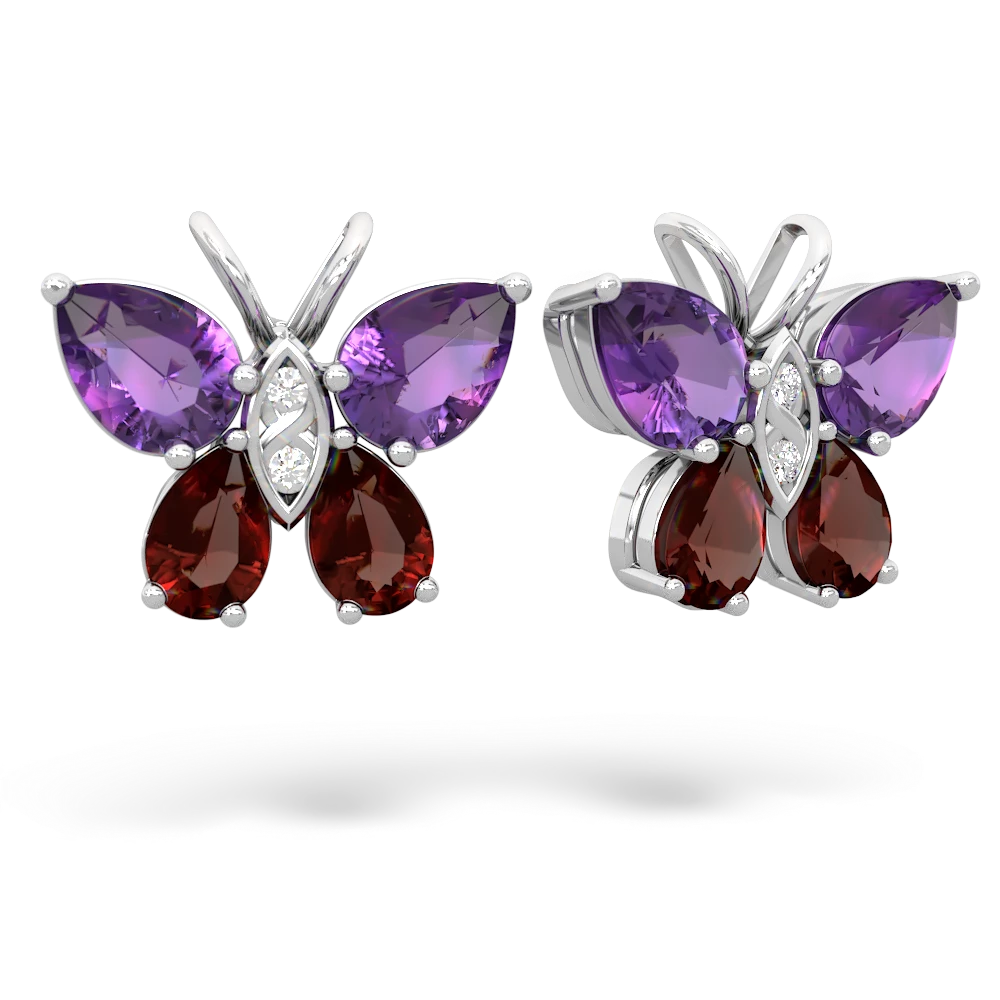 Amethyst Butterfly 14K White Gold earrings E2215