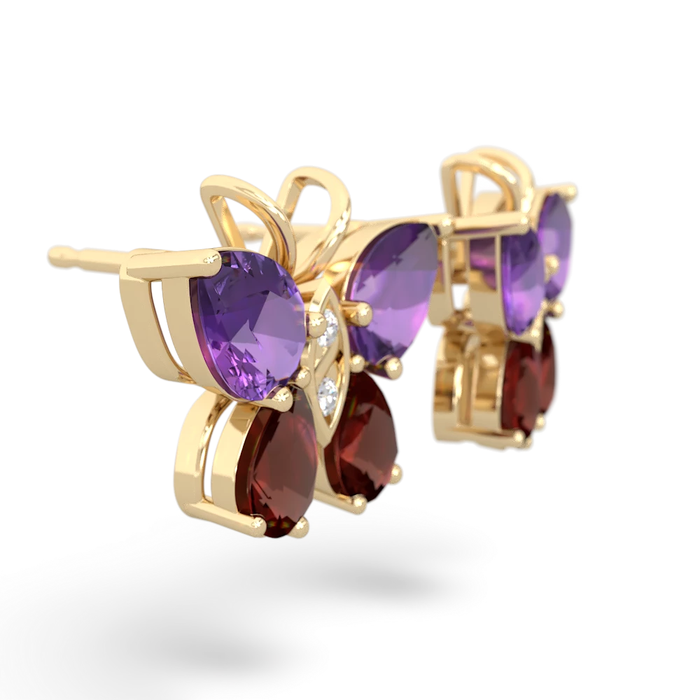 Amethyst Butterfly 14K Yellow Gold earrings E2215