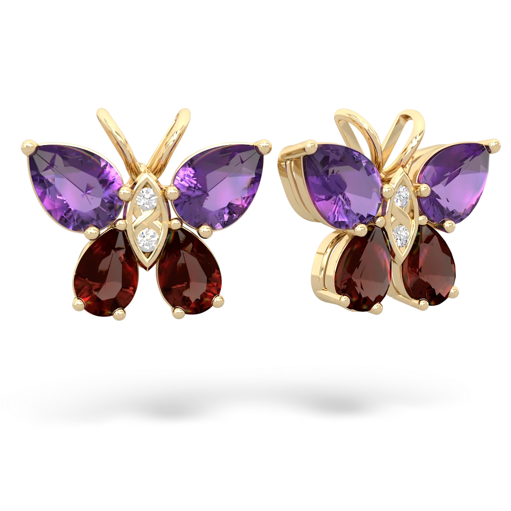 Amethyst Butterfly 14K Yellow Gold earrings E2215