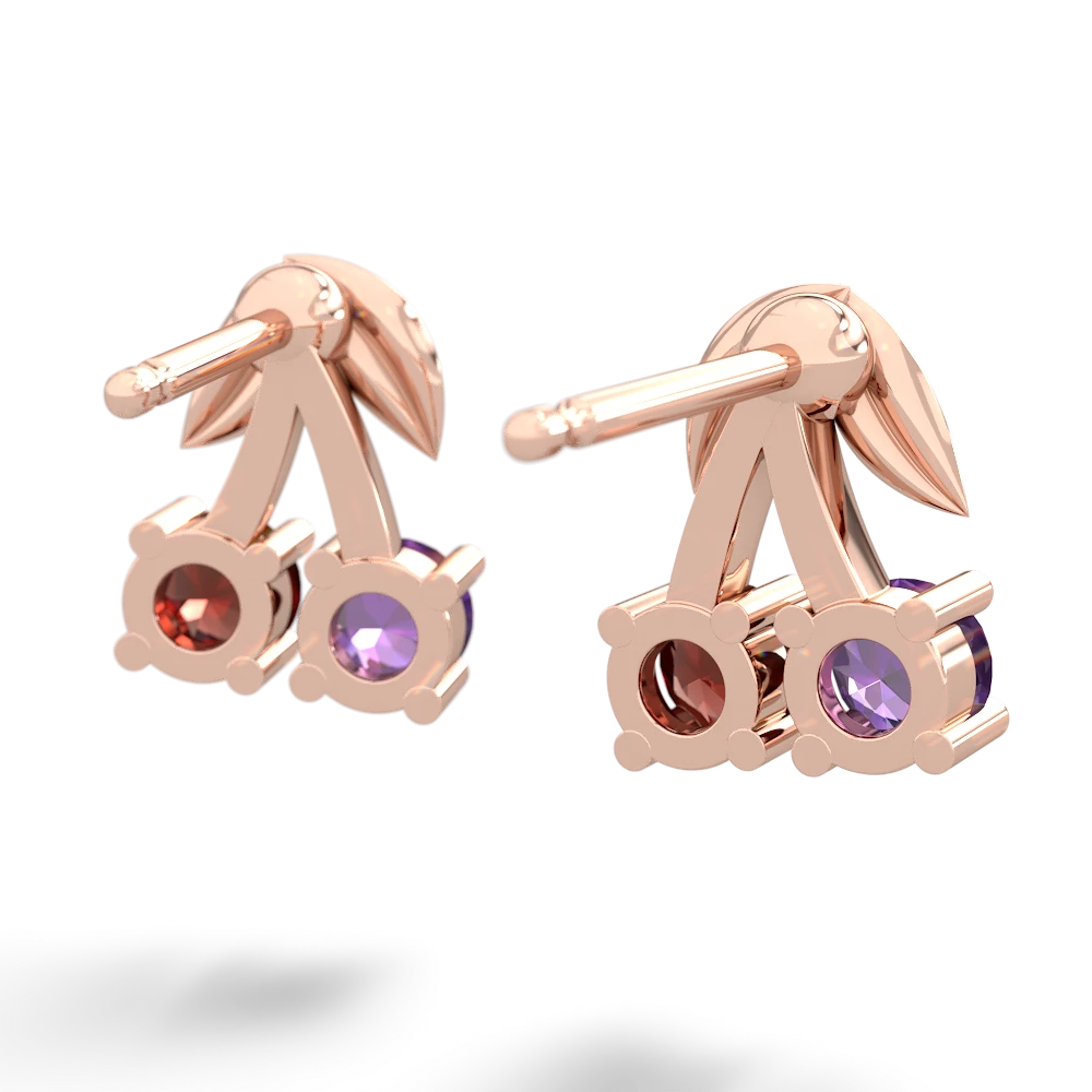 Amethyst Sweet Cherries 14K Rose Gold earrings E7001