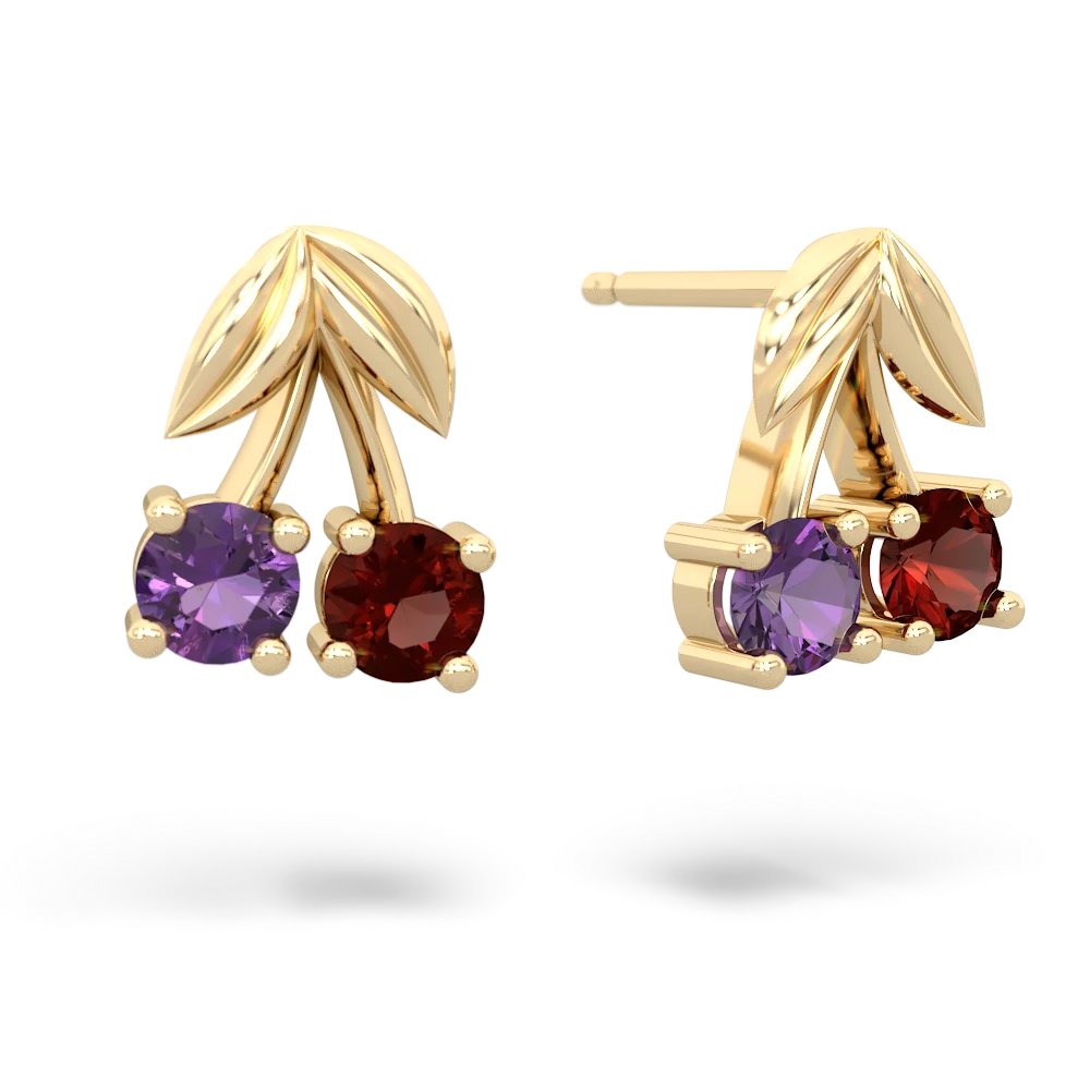 Amethyst Sweet Cherries 14K Yellow Gold earrings E7001