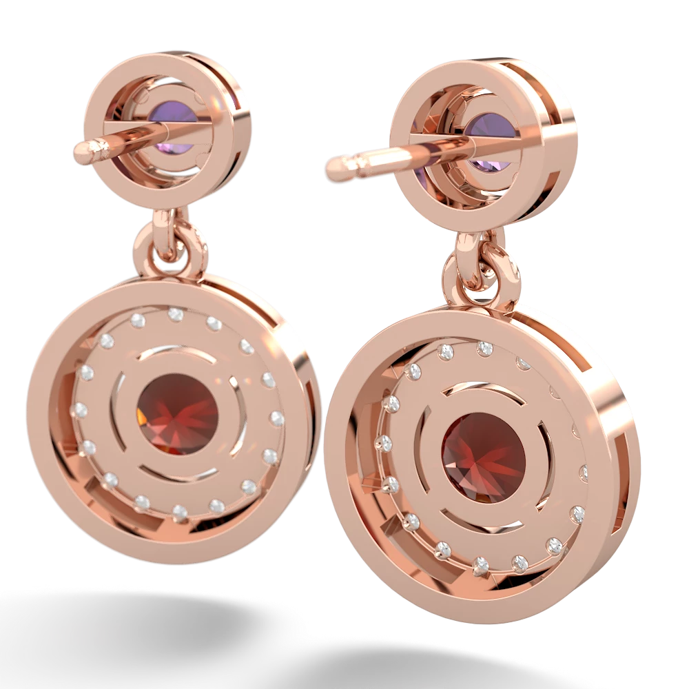 Amethyst Halo Dangle 14K Rose Gold earrings E5319