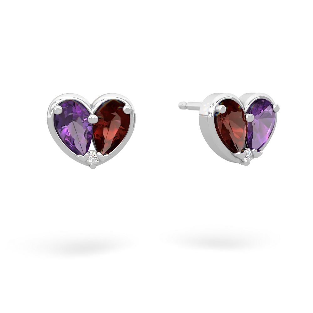 Amethyst 'Our Heart' 14K White Gold earrings E5072