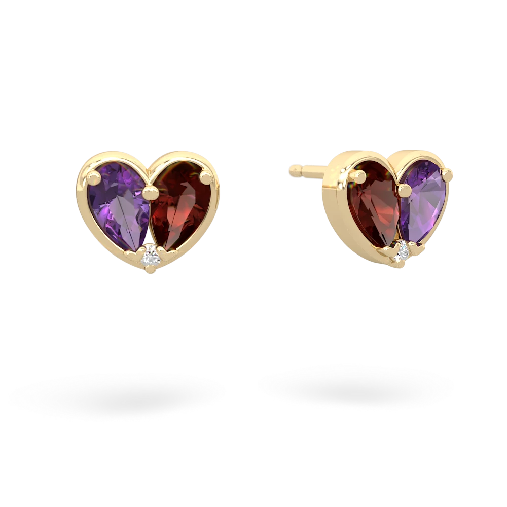 Amethyst 'Our Heart' 14K Yellow Gold earrings E5072