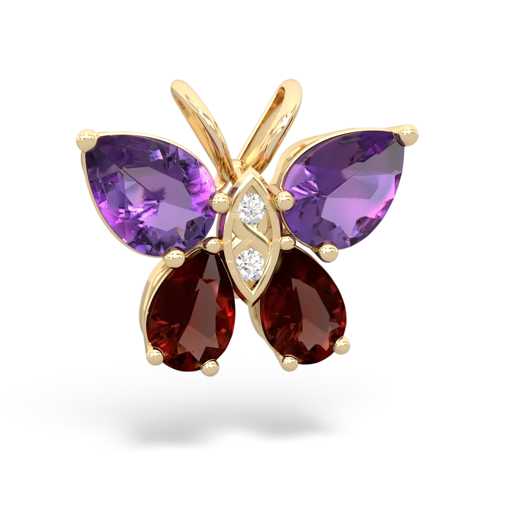 Amethyst Butterfly 14K Yellow Gold pendant P2215