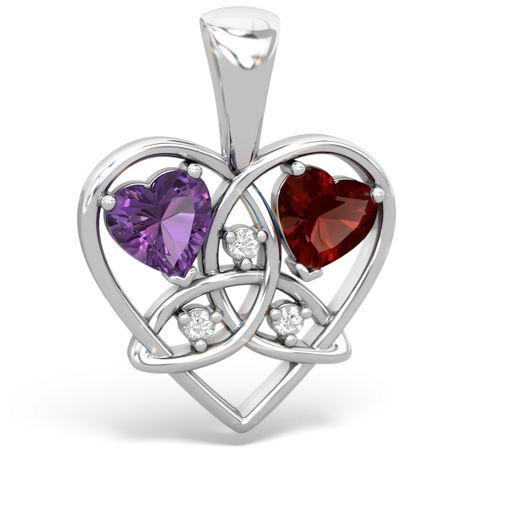 Amethyst Celtic Trinity Heart 14K White Gold pendant P5331