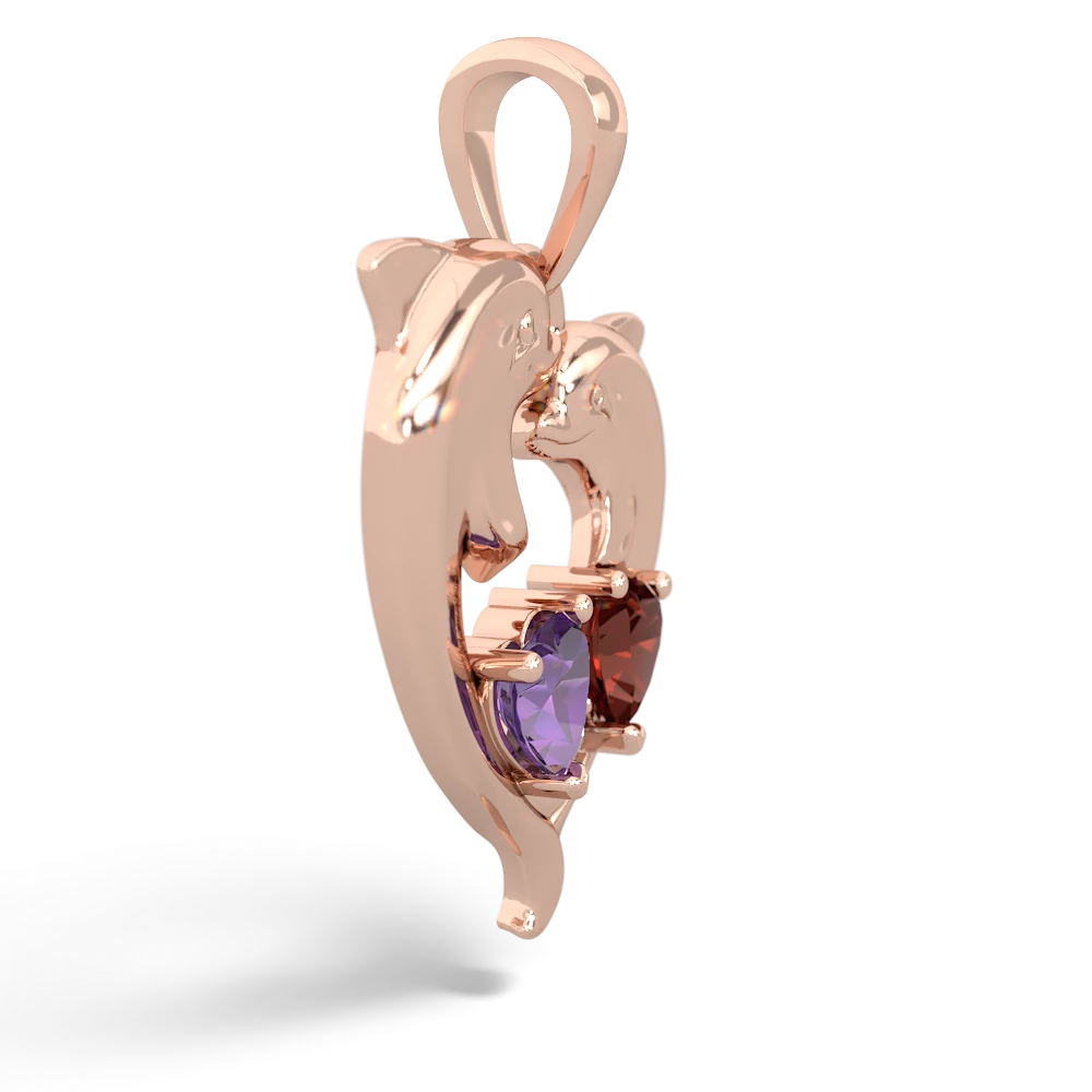 Amethyst Dolphin Heart 14K Rose Gold pendant P5820