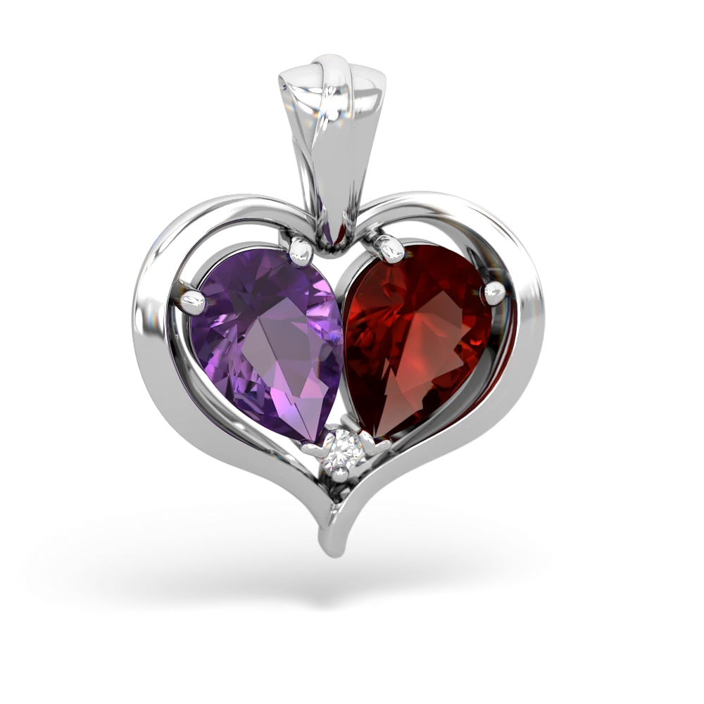 Amethyst Two Become One 14K White Gold pendant P5330