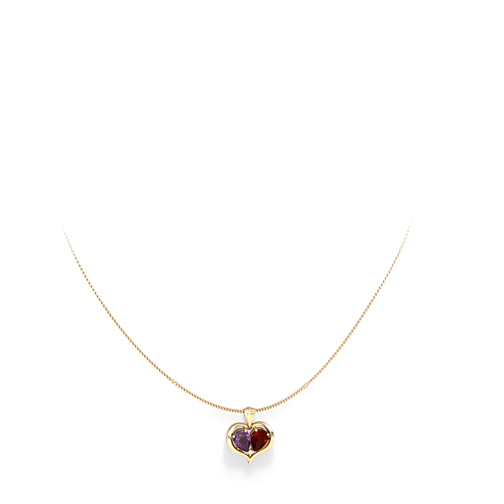 Amethyst Two Become One 14K Yellow Gold pendant P5330