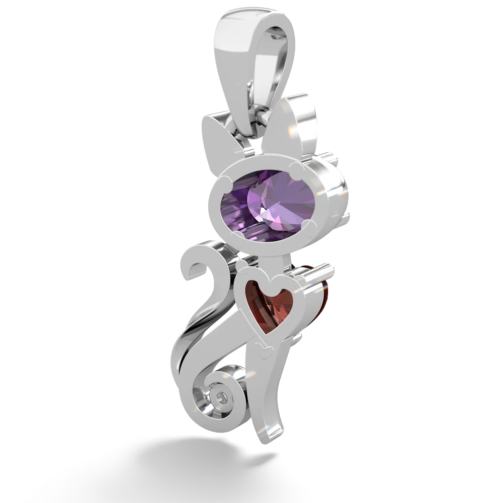 Amethyst Kitten 14K White Gold pendant P5780