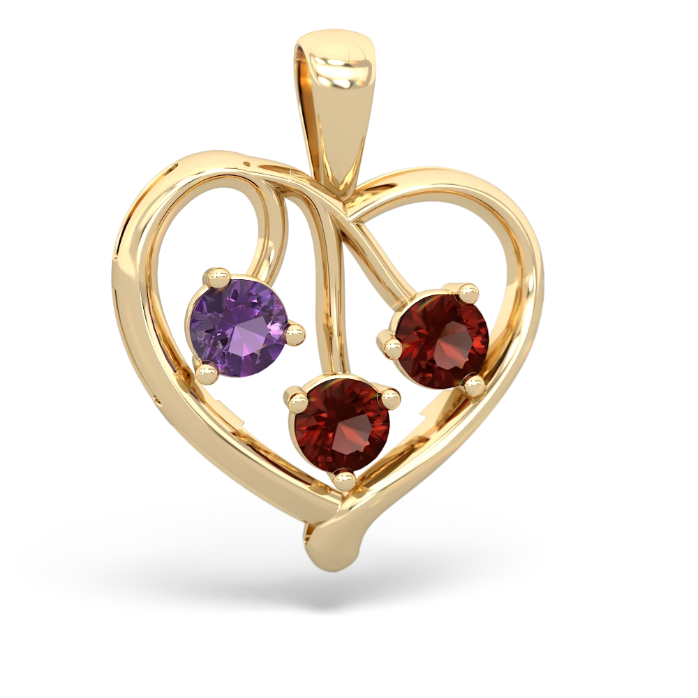 Amethyst Glowing Heart 14K Yellow Gold pendant P2233