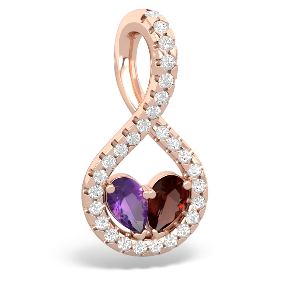 Amethyst Pave Twist 'One Heart' 14K Rose Gold pendant P5360