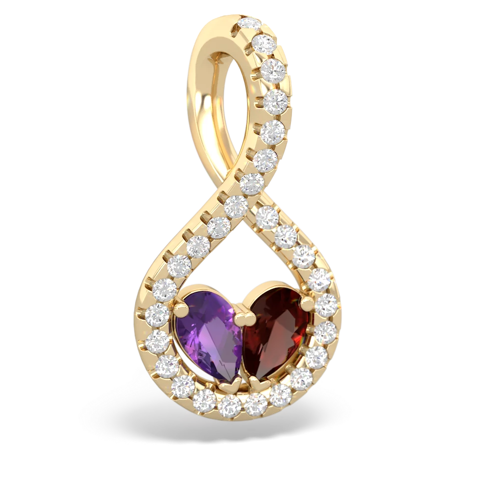 Amethyst Pave Twist 'One Heart' 14K Yellow Gold pendant P5360