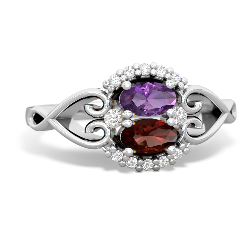 Amethyst Love Nest 14K White Gold ring R5860