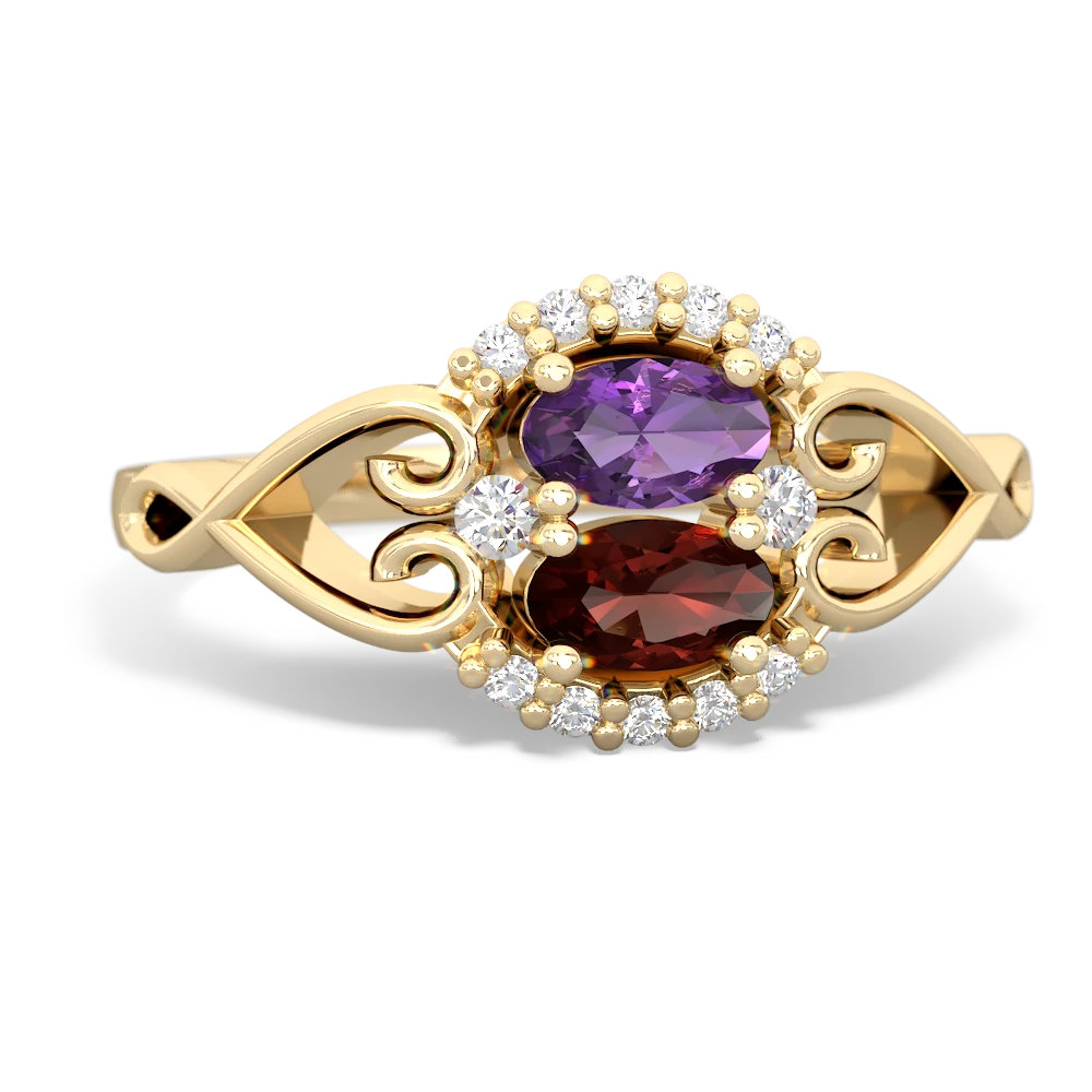 Amethyst Love Nest 14K Yellow Gold ring R5860