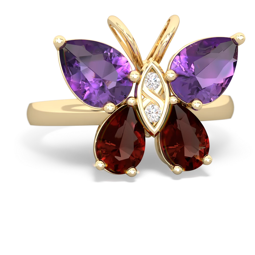 Amethyst Butterfly 14K Yellow Gold ring R2215