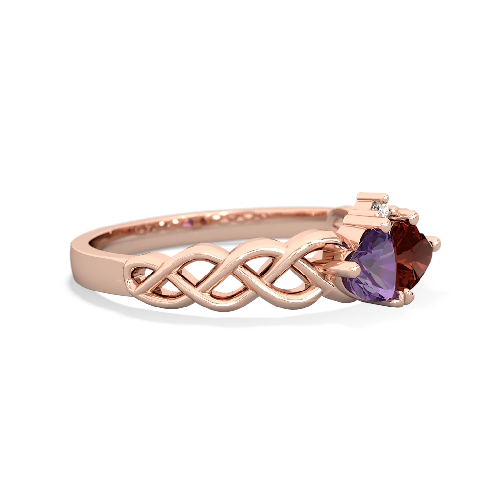 Amethyst Heart To Heart Braid 14K Rose Gold ring R5870