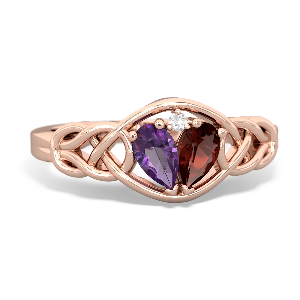 Amethyst Celtic Love Knot 14K Rose Gold ring R5420