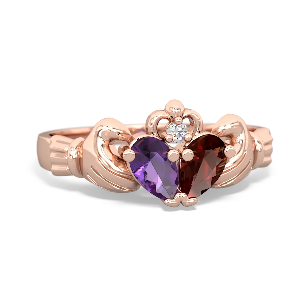 Amethyst 'Our Heart' Claddagh 14K Rose Gold ring R2388