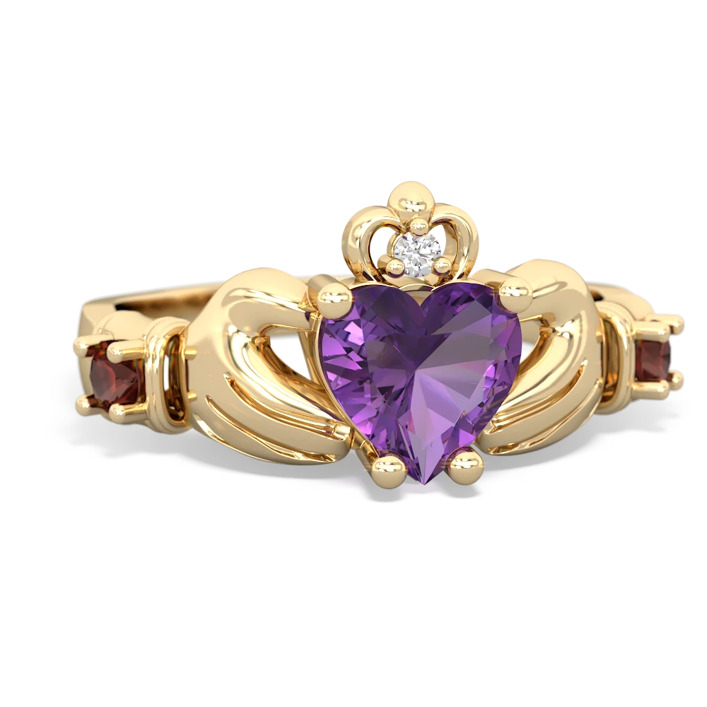 Amethyst Claddagh Keepsake 14K Yellow Gold ring R5245