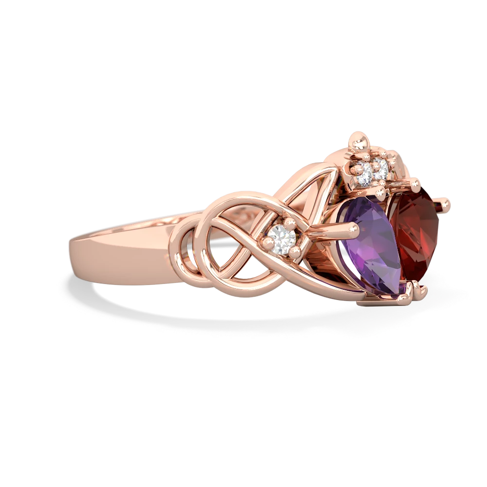 Amethyst 'One Heart' Celtic Knot Claddagh 14K Rose Gold ring R5322