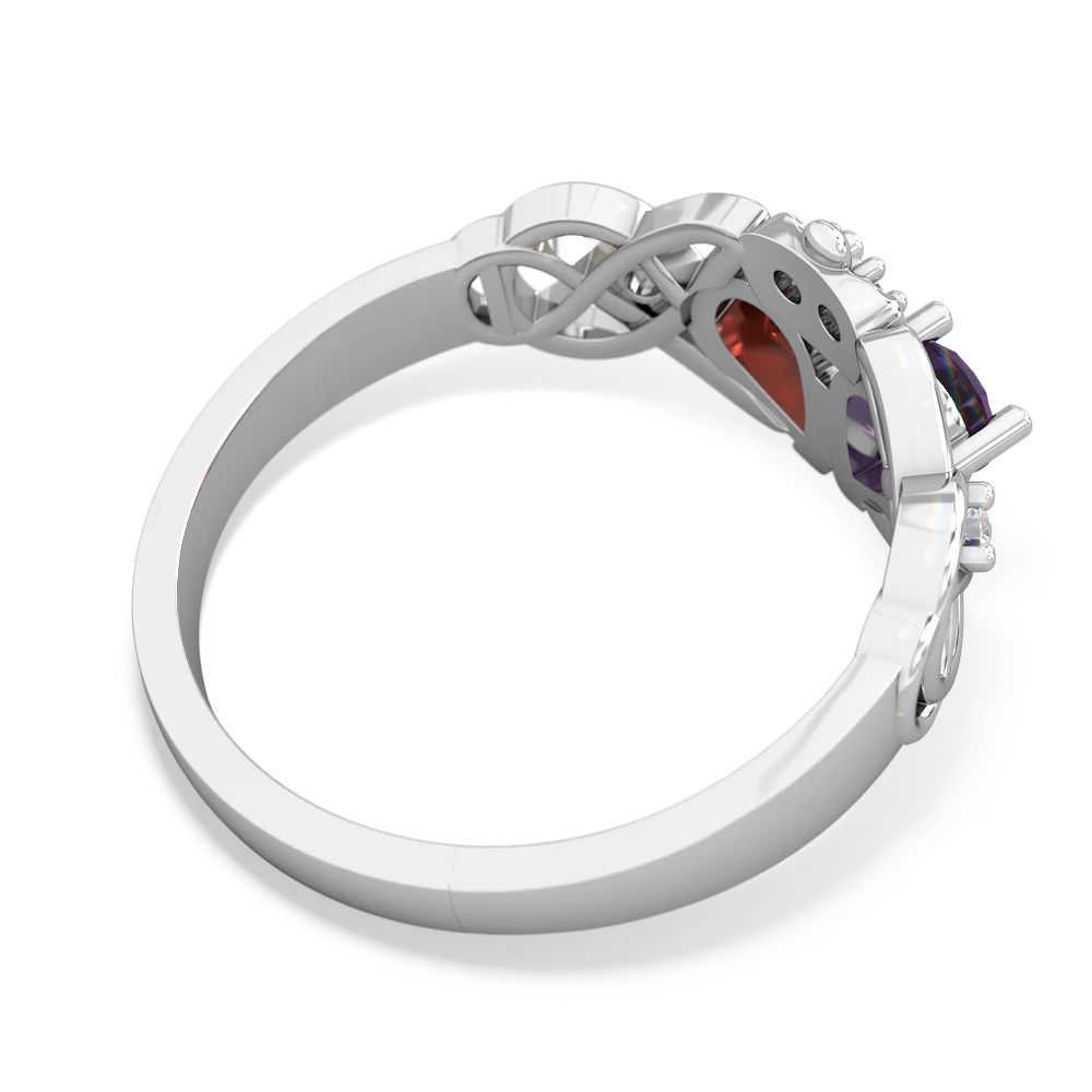 Amethyst 'One Heart' Celtic Knot Claddagh 14K White Gold ring R5322