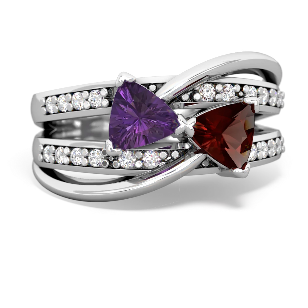 Amethyst Bowtie 14K White Gold ring R2360